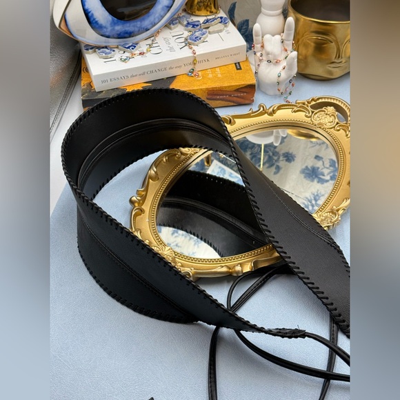 🆕 BRONX & BANCO 🧿 NWOT Briana Faux Leather Tie-Around Belt, Black - Picture 16 of 16